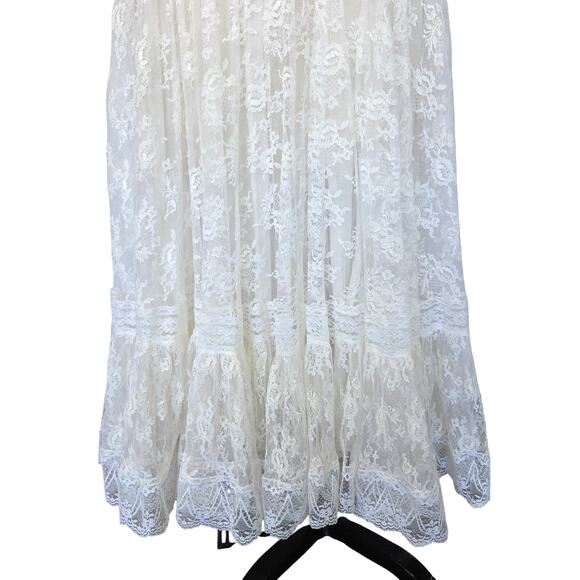 Gunne Sax White Lace Midi Dress Size 4 Vintage 80s Edwardian Romantic Wedding - Picture 5 of 12